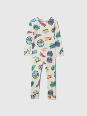 Pyjamasett i økologisk børstet bomull med Hot Wheels-mønster for Baby og Småbarn