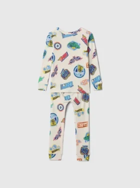 Pyjamasett i økologisk børstet bomull med Hot Wheels-mønster for Baby og Småbarn