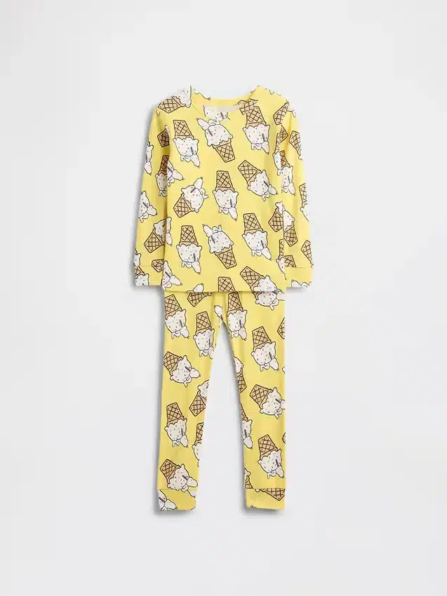 Pyjamasett i økologisk børstet bomull med Snoopy-motiv for Baby og Småbarn