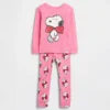 Pyjamasett i økologisk børstet bomull med Snoopy-motiv for Baby og Småbarn