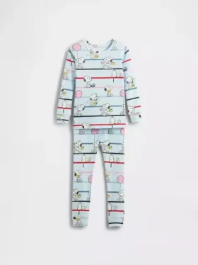 Pyjamasett i økologisk børstet bomull med Snoopy-motiv for Baby og Småbarn