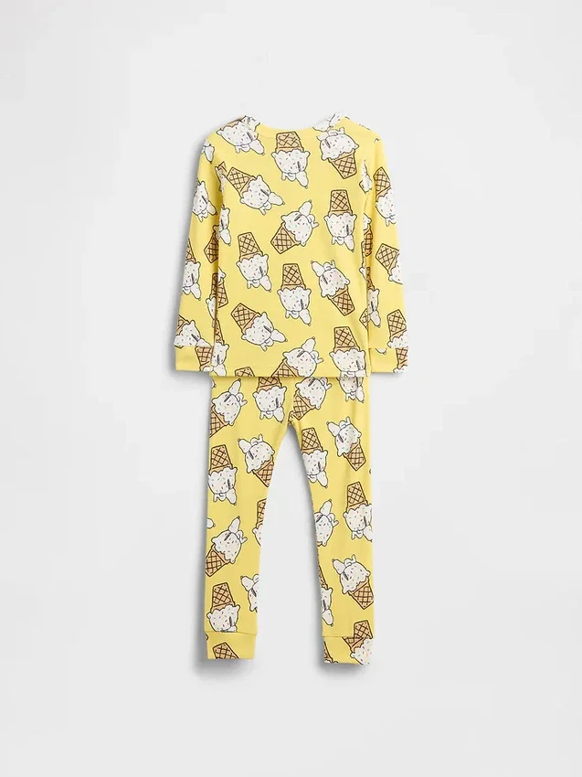 Pyjamasett i økologisk børstet bomull med Snoopy-motiv for Baby og Småbarn