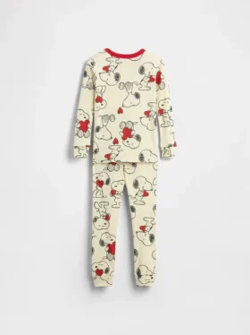 Pyjamasett i økologisk børstet bomull med Snoopy-motiv for Baby og Småbarn