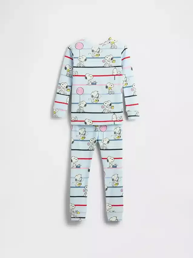 Pyjamasett i økologisk børstet bomull med Snoopy-motiv for Baby og Småbarn