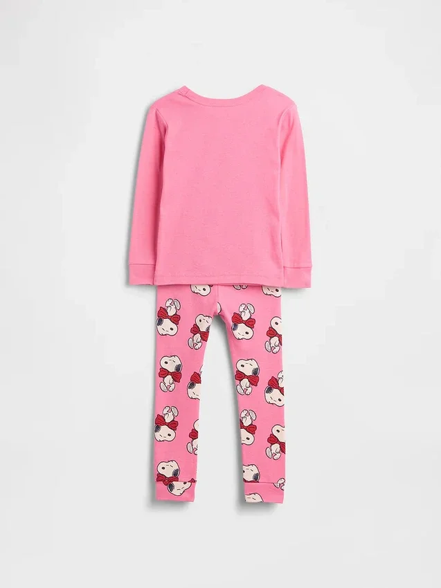 Pyjamasett i økologisk børstet bomull med Snoopy-motiv for Baby og Småbarn
