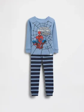 Pyjamasett i økologisk børstet bomull med Spider-Man-motiv for Baby og Småbarn