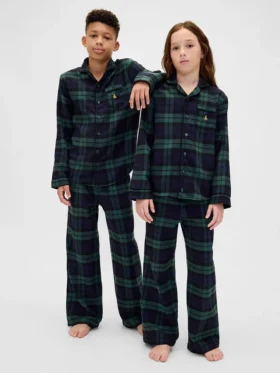 Pyjamasett i resirkulert flanell for barn