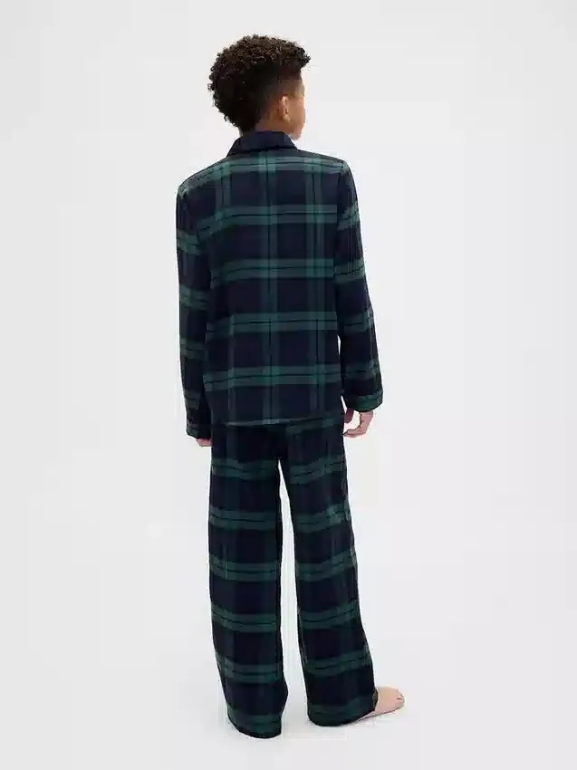 Pyjamasett i resirkulert flanell for barn