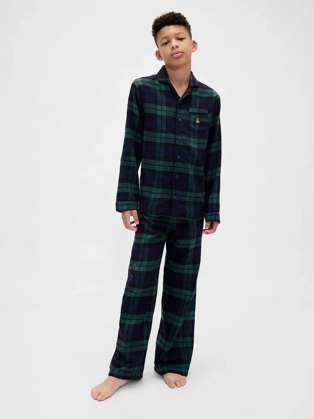 Pyjamasett i resirkulert flanell for barn