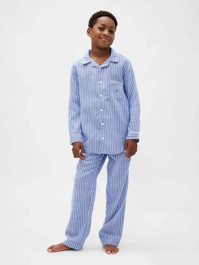Pyjamasett i resirkulert flanell for barn