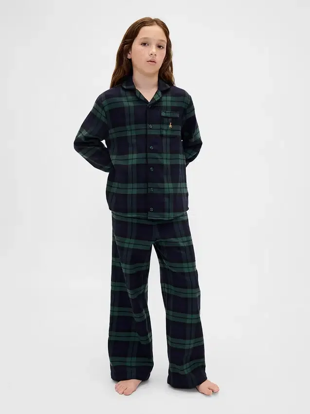 Pyjamasett i resirkulert flanell for barn