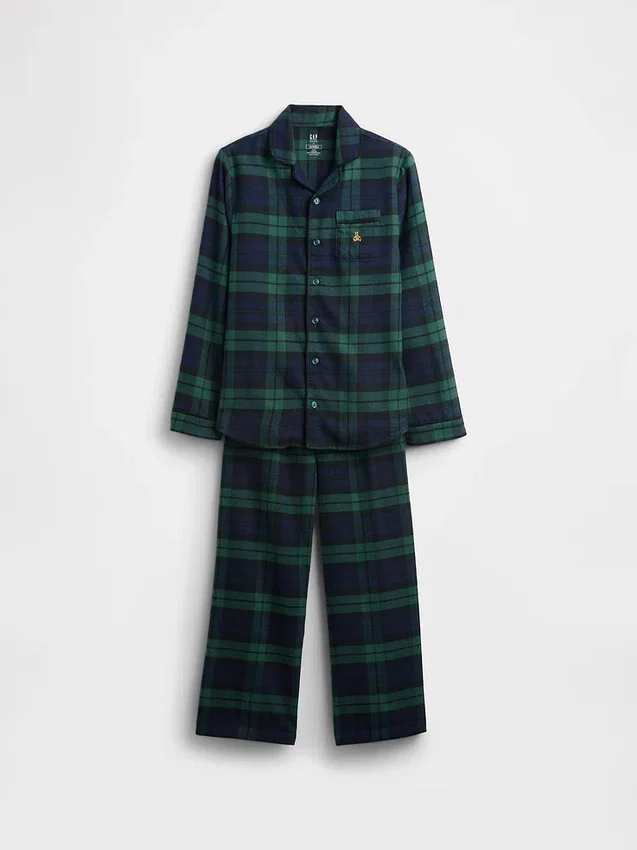 Pyjamasett i resirkulert flanell for barn