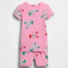 Pyjamasett med korte Shorts i økologisk børstet bomull med hummermotiv for Baby og Småbarn