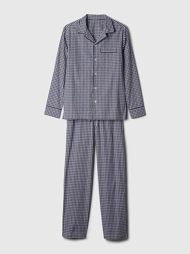 Pysjamaser i poplin for voksne