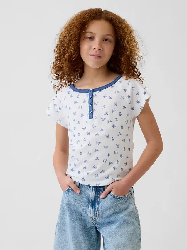 Raglan-henley-T-skjorte for barn