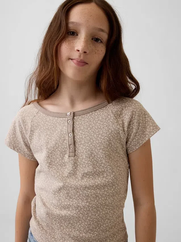 Raglan-henley-T-skjorte for barn