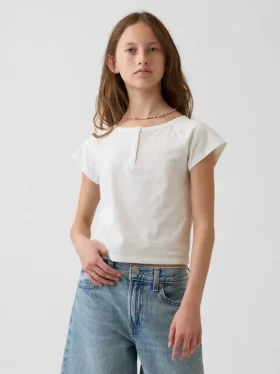 Raglan-henley-T-skjorte for barn