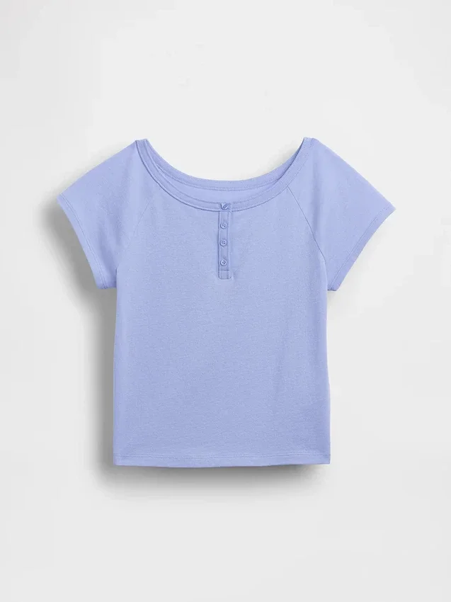 Raglan-henley-T-skjorte for barn
