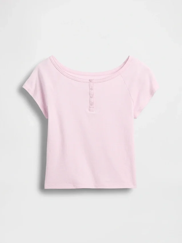 Raglan-henley-T-skjorte for barn