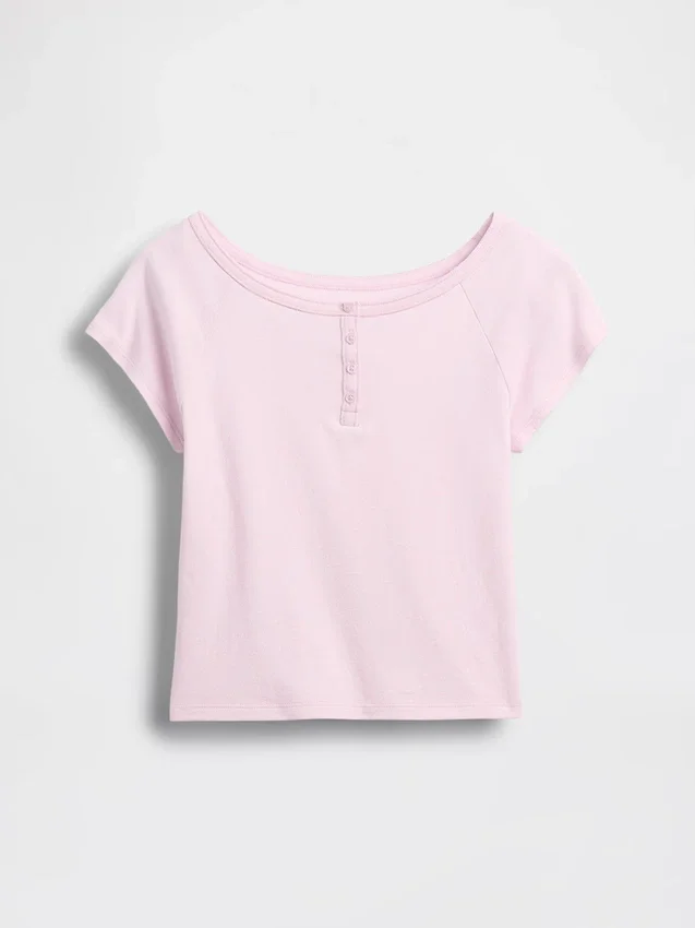 Raglan-henley-T-skjorte for barn