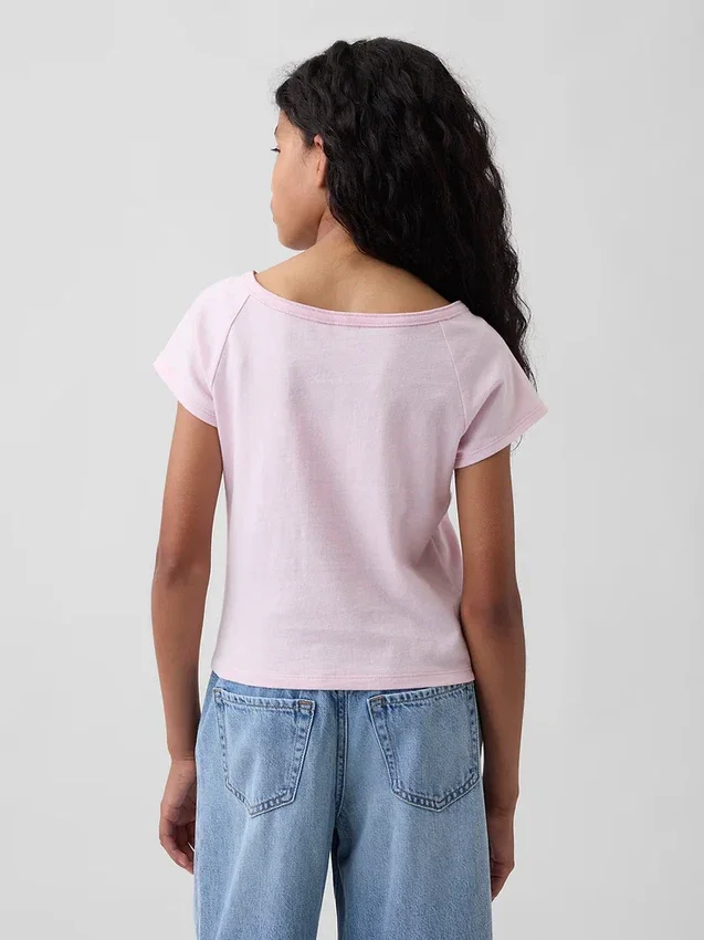 Raglan-henley-T-skjorte for barn