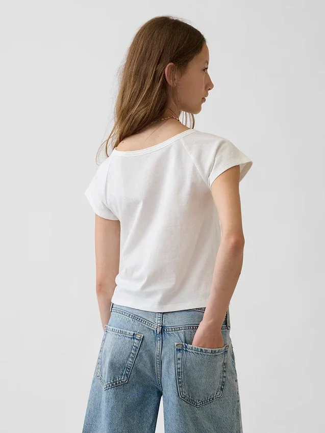 Raglan-henley-T-skjorte for barn