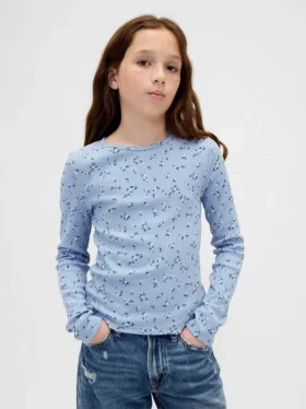 Ribbet T-skjorte for barn
