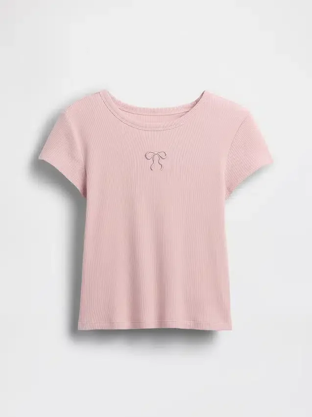 Ribbet T-skjorte for barn