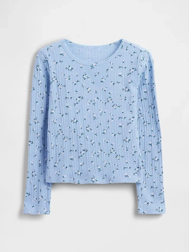 Ribbet T-skjorte for barn
