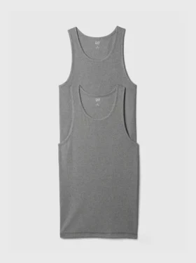 Ribbet tank-top (2-pakning)