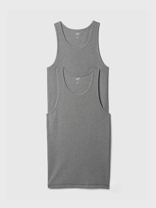 Ribbet tank-top (2-pakning)