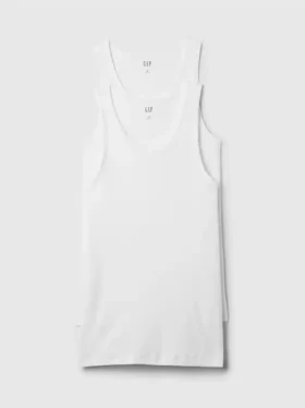 Ribbet tank-top (2-pakning)