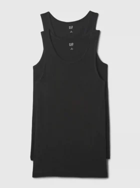 Ribbet tank-top (2-pakning)