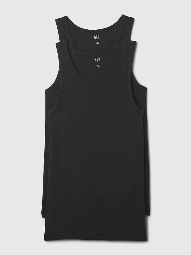 Ribbet tank-top (2-pakning)