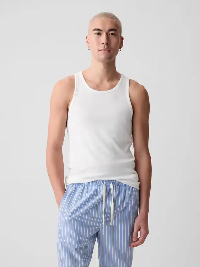 Ribbet tank-top (2-pakning)