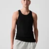 Ribbet tank-top (2-pakning)