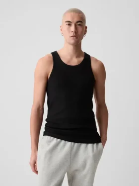 Ribbet tank-top (2-pakning)