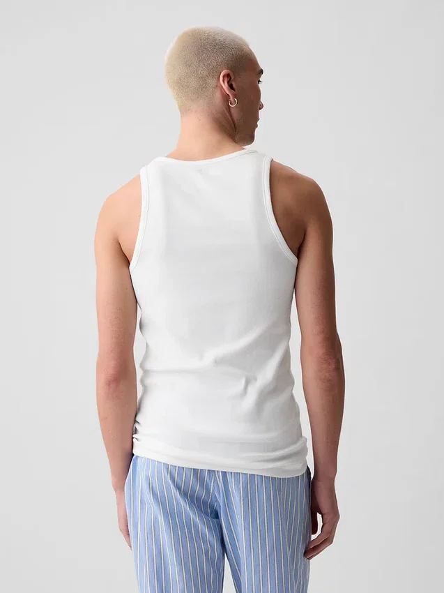 Ribbet tank-top (2-pakning)