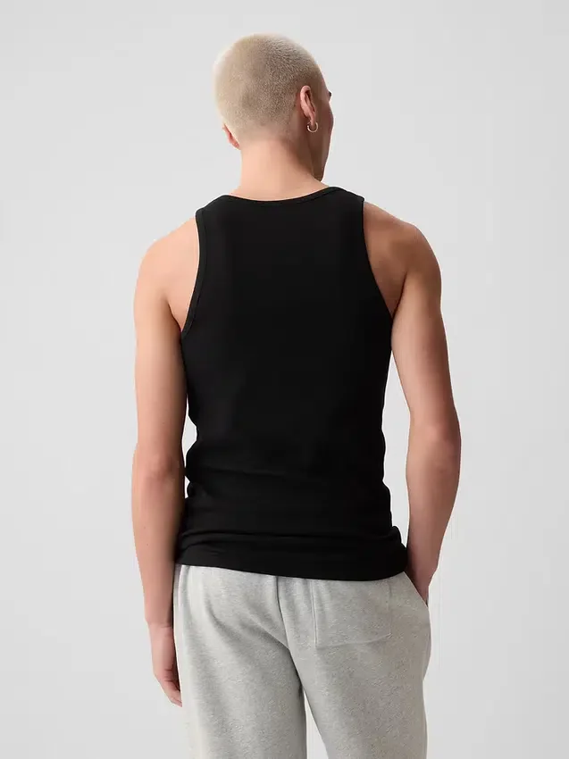 Ribbet tank-top (2-pakning)