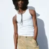 Ribbet tank-top (2-pakning)