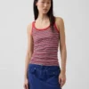 Ribbet tank-top med rund hals