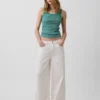 Ribbet tank-top med rund hals