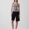 Ribbet tank-top med rund hals