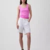 Ribbet tank-top med rund hals