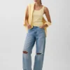 Ribbet tank-top med rund hals