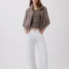 Ribbet tank-top med rund hals