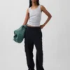 Ribbet tank-top med rund hals