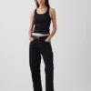 Ribbet tank-top med rund hals