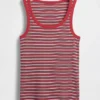 Ribbet tank-top med rund hals