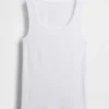 Ribbet tank-top med rund hals